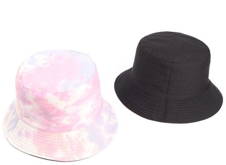 Kleurrijke Graffiti Inkt Schilderij Visser Hoed Dubbelzijdig Katoenen Outdoor Zonnehoed H01