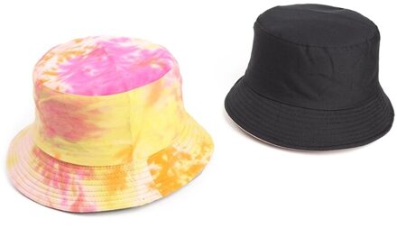 Kleurrijke Graffiti Inkt Schilderij Visser Hoed Dubbelzijdig Katoenen Outdoor Zonnehoed H04