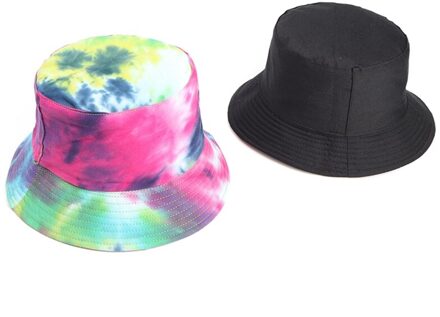 Kleurrijke Graffiti Inkt Schilderij Visser Hoed Dubbelzijdig Katoenen Outdoor Zonnehoed H05