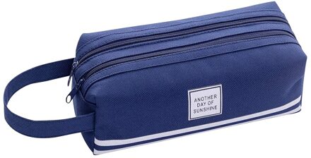 Kleurrijke Grote Capaciteit Potlood Gevallen Zakken Creatieve Korea Stof Pen Box Pouch Case School Office Stationair Marineblauw