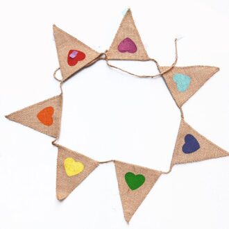 Kleurrijke Handgemaakte Hart Decoratieve Bruiloft Bunting Verjaardag Ornament Banner Anniversary Opknoping Driehoeken Vlag