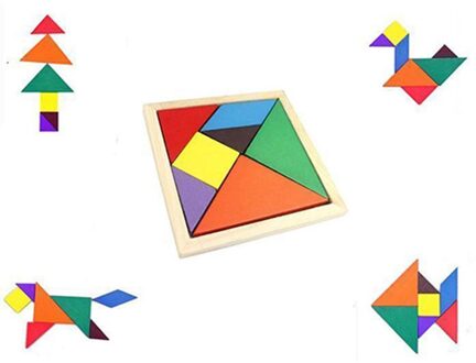 Kleurrijke Houten Tangram Brain Teaser Puzzel Educatieve Developmental Kinderen Speelgoed