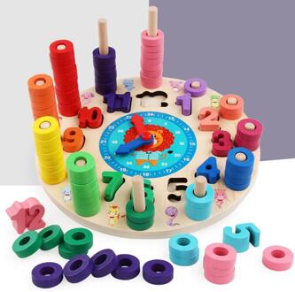 Kleurrijke Klok Tijd Nummer Ring Blokken Stapelen Legpuzzels Kinderen Kids Interactief Spel Speelgoed
