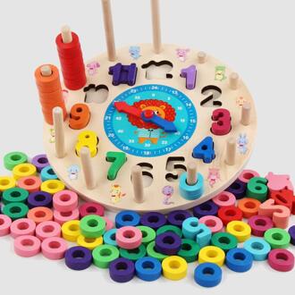 Kleurrijke Klok Tijd Nummer Ring Blokken Stapelen Legpuzzels Kinderen Kids Onderwijs Digitale Leren Geometrie Blokken Speelgoed