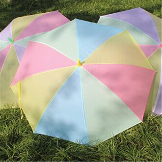 Kleurrijke Lange Regen Paraplu Regenboog Anti-Uv Parasols Transparant Clear Regen Brolly