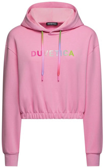 Kleurrijke Logo Hoodie voor Dames Duvetica , Pink , Dames - L,M,S,Xs