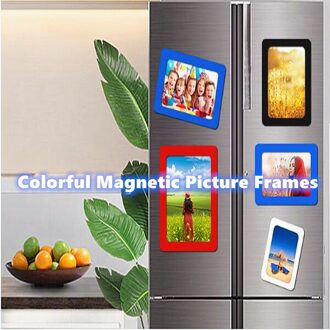 Kleurrijke Magnetische Fotolijsten 12*16Cm Foto Magneten Photoframe Refrigerato Pvc 160Mm * 120Mm Magnetische Foto frames 1 Stk/set Blauw