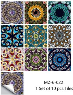 Kleurrijke Mandala Stijl Matte Oppervlak Muursticker Antislip Tegel Decoratie Film Voor Tegels/Grond In Keuken Badkamer muurtattoo 10cmX10cmX10pcs