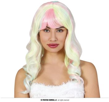 Kleurrijke Manen Fantasy Pruik Dames Multikleur - Print