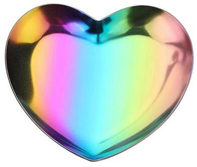 Kleurrijke Metalen Roestvrij Staal Opslag Spiegel Lade Hartvorm Fruitschaal Kleine Items Sieraden Display Lade Dessert Decor kleur titanium