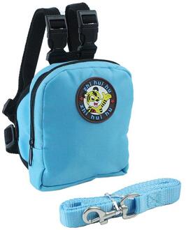 Kleurrijke Nylon Rugzak Voor Kat Hond Met Harnas Leiband Rugzak Voor Kleine Hond Multifunctionele Hond Rugzak Tas blauw / groot