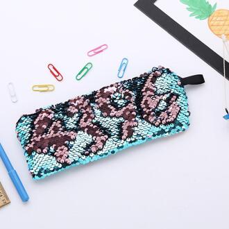 Kleurrijke Omkeerbare Sequin Etui Schoolbenodigdheden Briefpapier Leuke Pennenbakje Pencilcase School Gereedschap Potlood Gevallen blauw