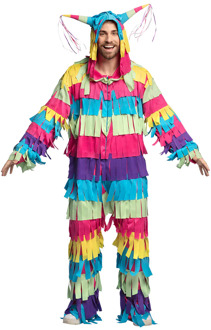 Kleurrijke Piñata Kostuum Volwassenen Multikleur - Print