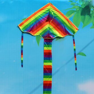 Kleurrijke Regenboog Kite Lange Staart Nylon Outdoor Vliegers Vliegen Speelgoed Voor Kinderen Kid Kite Met Kite Lijn Воздушный змей