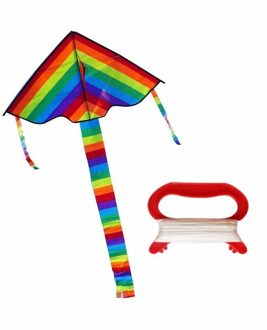 Kleurrijke Regenboog Kite Surf Kinderen Speelgoed Vliegende Speelgoed Voor Kinderen Met Lijn Kite Nylon Kids Outdoor Staart Lange Vliegers C1D5