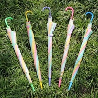 Kleurrijke Regenboog Paraplu + Transparant Clear Rain Parasol Paraplu voor Wedding Party