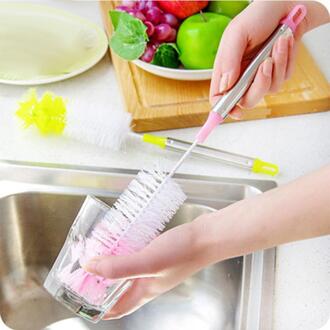 Kleurrijke ronde hoofd buigbare lange handvat cup wasborstel decontaminatie fles borstel roestvrij stalen handgreep kan hangen schoon cu