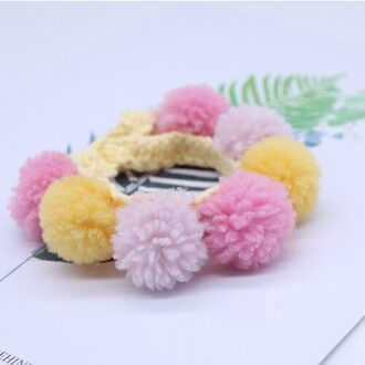 Kleurrijke Ronde Pluche Bal Halsbanden Voor Katten Handgemaakte Gebreide Roze Hond Bandana Bows Leuke Pet Ketting Sjaal Kitten Accessoires Rag roze / XS-neck15-20cm