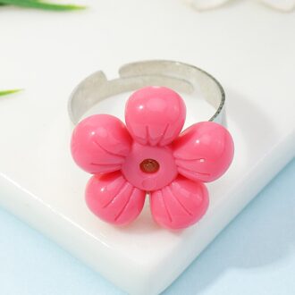 Kleurrijke Transparant Acryl Onregelmatige Marmer Patroon Bloem Ring Hars Schildpad Ringen Voor Vrouwen Meisjes Sieraden roos roze