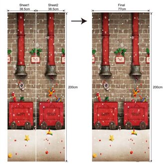 Kleurrijke Trein Bell Gedrukt Sticker Kerst Home Decor Deur Sticker Deur Decal 3d Deur Muurschildering Slaapkamer Deur Sticker 38.5x200cm