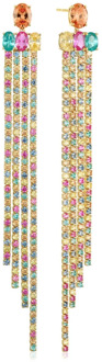 Kleurrijke Zirkonia Oorbellen Exclusief Ontwerp Sif Jakobs Jewellery , Yellow , Dames - ONE Size