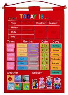 Kleuterschool Baby Onderwijs Aid Educatief Speelgoed Leren Engels Brief Weer Datum Seizoen Kalender Onderwijs Tool rood
