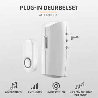 Klikaanklikuit ACDB-8000AC Plug-in draadloze deurbelset Slimme deurbel Wit