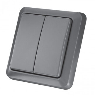 Klikaanklikuit AGST-8802 Dubbele wandschakelaar buiten Schakelaar Grijs