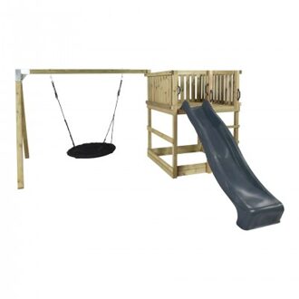 Klimtoren Met (Nest)Schommel En Glijbaan Black