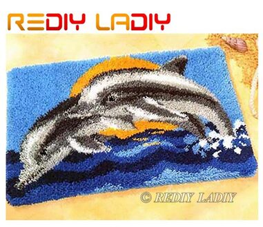 Klink Haak Kits Maken Uw Eigen Tapijt Spelen Dolfijnen Haken Kussen Diy Tapijt Tapijt Acryl Garen Gedrukt Canvas Hobby & ambachten ZD619