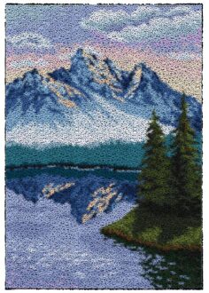 Klink Haak Kits Scenic Lake Diy Tapijt Tapijt Pluche Wandtapijten Kits Gehaakte Floor Mat Dikke Garen Kussen Arts & ambachten 87*61Cm