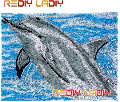 Klink Haak Kleed Spelen Dolfijn Pluche Wandtapijten Diy Tapijt Tapijt Dikke Garen Arts Kussen Haken Vloermat Home Decor