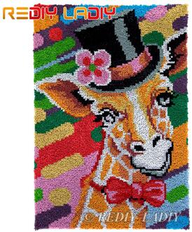 Klink Haak Tapijt Chunky Garen Tapestry Kits Haken Kussen Mat Miss Giraffe Diy Tapijt Tapijt Handwerken Hobby & Ambachten 57*85Cm