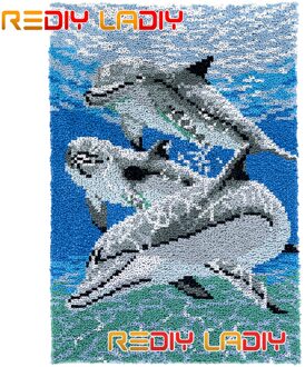 Klink Haak Tapijt Dolfijn Familie Pluche Wandtapijten Diy Tapijt Tapijt Kits Dikke Garen Arts Kussen Gehaakte Floor Mat Thuis decor