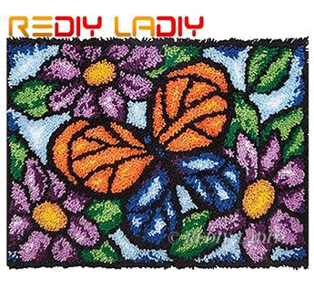 Klink Haak Tapijt Kit Haken Tapijt Tapijt Vlinder Bloem Acryl Garen Pre-Gedrukte Canvas Kussen Mat Diy Haak Wandtapijt craft ZD449