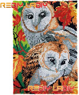 Klink Haak Tapijt Kits Twee Uilen Diy Tapijt Tapijt Pluche Muur Opknoping Chunky Garen Arts Kussen Gehaakte Floor Mat Hobby & Ambachten