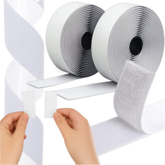 Klittenband zelfklevend - 2x rollen - wit - 500 x 2,5 cm - klittenband - klittenband dubbelzij
