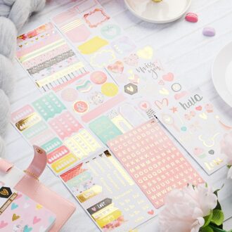 KLJUYP 8 stks Hello Liefde Stickers voor Scrapbooking Gelukkig Planner/Card Making/Journaling Project