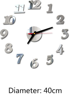 Klok Horloge 3d Wandklokken Diy Acryl Spiegel Stickers Home Decoratie Woonkamer Quartz Naald F