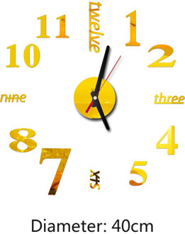 Klok Horloge 3d Wandklokken Diy Acryl Spiegel Stickers Home Decoratie Woonkamer Quartz Naald