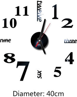 Klok Horloge 3d Wandklokken Diy Acryl Spiegel Stickers Home Decoratie Woonkamer Quartz Naald