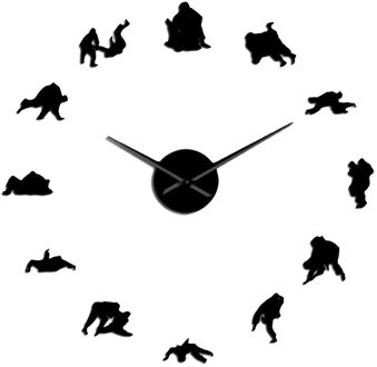 Klok Horloge Wandklokken 3D Diy Acryl Spiegel Stickers Home Decoratie Woonkamer Quartz Naald zwart