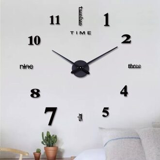 Klok Horloge Wandklokken 3D Diy Grote Decoratieve Keuken Klokken Acryl Spiegel Stickers Diy Muur Mute Klok Spiegel Stickers Thuis de zwart