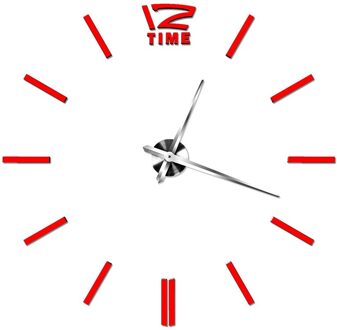 Klok Horloge Wandklokken Horloge 3d Diy Acryl Spiegel Stickers Home Decoratie Woonkamer Quartz Naald Grote Wandklokken Rood