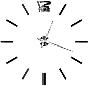 Klok Horloge Wandklokken Horloge 3d Diy Acryl Spiegel Stickers Home Decoratie Woonkamer Quartz Naald Grote Wandklokken zwart