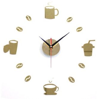 Klok Horloge Wandklokken Horloge 3d Diy Acryl Spiegel Stickers Home Decoratie Woonkamer Quartz Naald Klok Goud