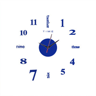 Klok Horloge Wandklokken Horloge 3d Diy Acryl Spiegel Stickers Home Decoratie Woonkamer Quartz Naald Wandklokken #25 blauw