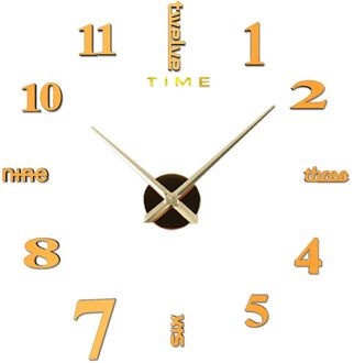 Klok Horloge Wandklokken Horloge 3d Diy Acryl Spiegel Stickers Home Decoratie Woonkamer Quartz Naald Wandklokken #25 goud