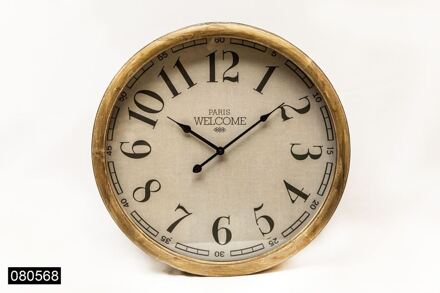 Klok Hout frame Paris 51x11cm hout/metaal, bruin