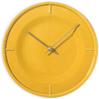 Klok keramiek - geel - ø25x3.5 cm